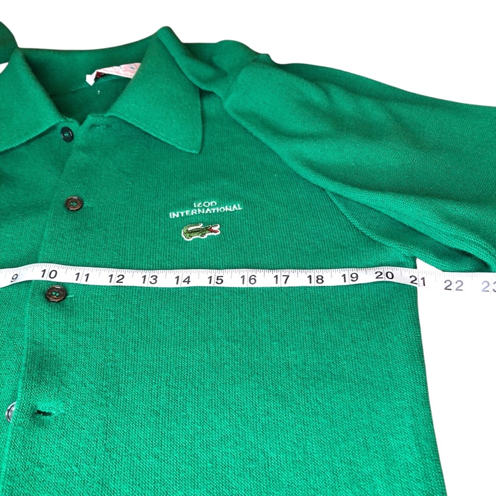 Vintage Izod of London Lacoste Cardigan Men’s Medium Green Alligator Logo Preppy - Picture 6 of 10